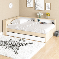 Кровати 120 см, Ксения 1200 кровать с ящиками, ящиком для белья и прикроватным блоком для вещей