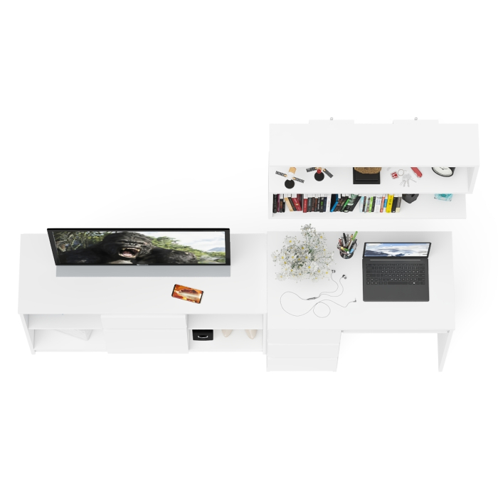 Прямые компьютерные столы, Тумба Мори МТВ1204.1 с компьютерным столом МС-6 левый и полкой 900