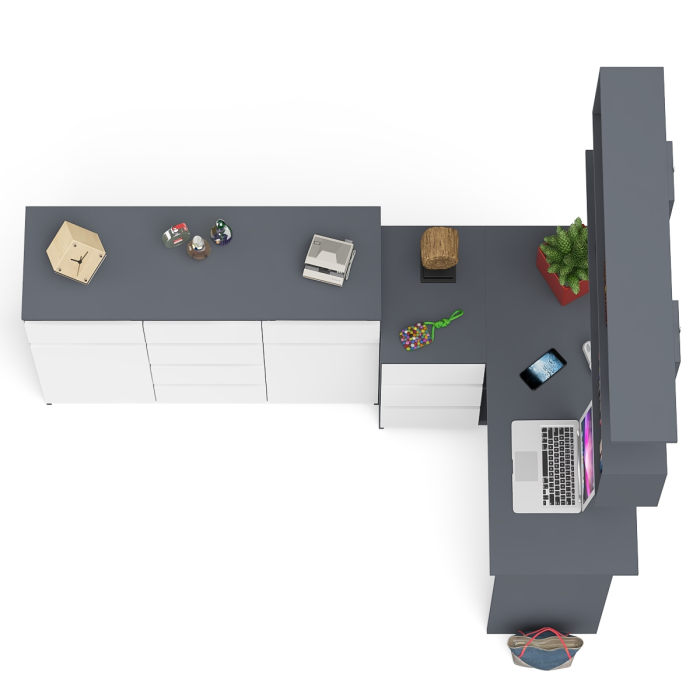 Домашние кабинеты, Стол компьютерный угловой Мори МС-16 левый с комодом МК1200.4 и навесной открытой полкой 1200