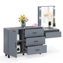 Комод с дверками и ящиками 122-1204 и косметический столик навесной с подсветкой