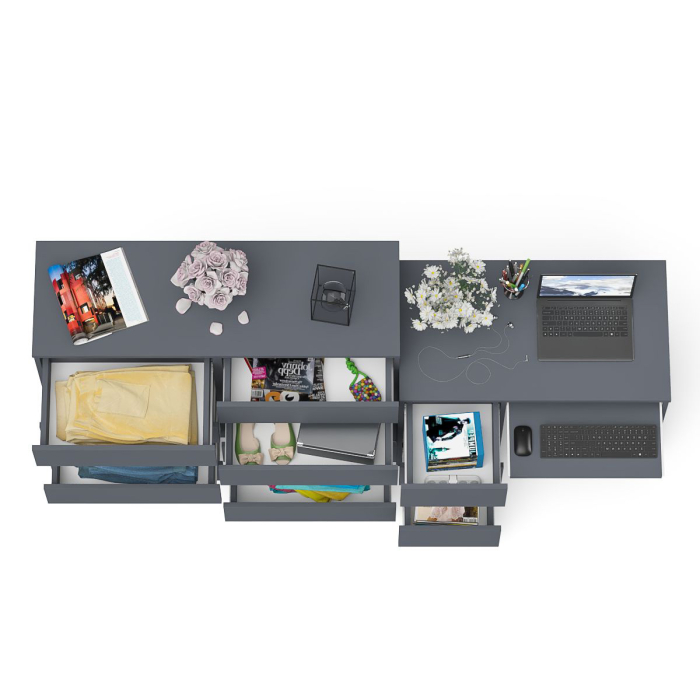 Домашние кабинеты, Комод Мори 1200-8 и стол компьютерный МС-6 3 ящика слева