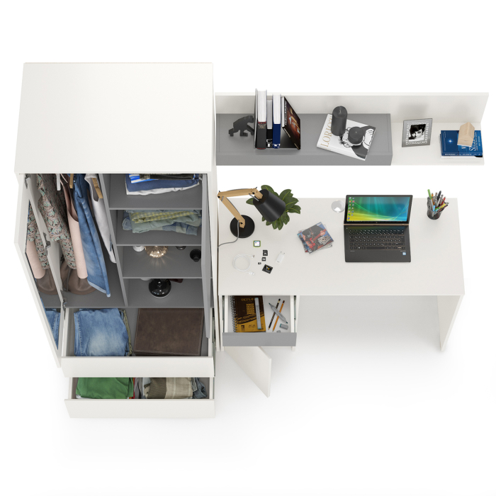 Для девочек, Рабочий стол с полкой и шкафом для одежды Торонто