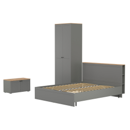 Кровать с ортопедическим основанием Остин и шкаф-комод для одежды с тумбой с дверками