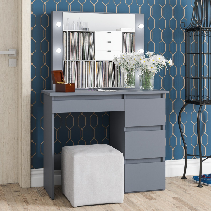 С зеркалом, Стол косметический с подсветкой Сура