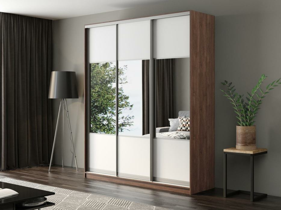 Шкафы-купе, Шкаф-купе Айсберг 200 ШАМОНИ ТЕМНЫЙ (белый/комбинированный)