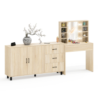 С зеркалом, Косметический cтол с подсветкой и ящиком 115 и комод 123-1604