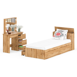 Кровать с ящиками Ксения 900 и столик косметический с подсветкой Сура