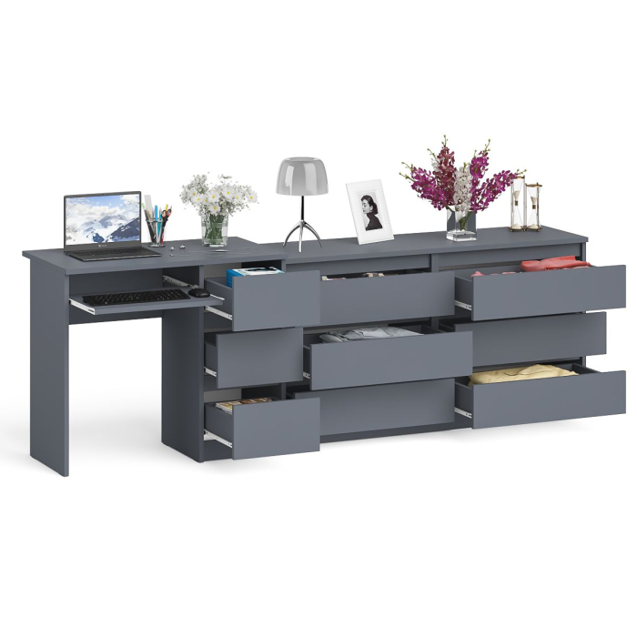 Домашние кабинеты, Комод 1380 6-ть ящиков Мори с однотумбовым столом компьютерным МС-6 правым