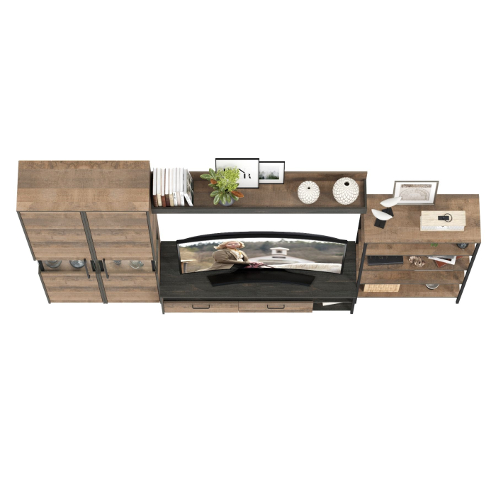 Стенки для гостиной, Мебель модульная в стиле лофт с пеналом-витриной с подсветкой Трувор № 27