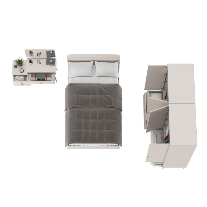 Спальные гарнитуры, Два двухдверных шкафа Афина с туалетным столиком и кроватью 1200