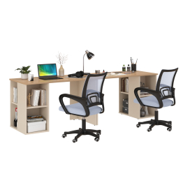 Набор для работы и учёбы из двух столов письменных Лайт 12.163 и двух серых кресел