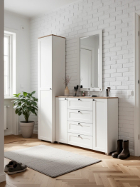 Комод четыре ящика и две дверки с пеналом для прихожей и зеркалом Остин