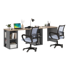 Набор для работы и учёбы из двух столов письменных Лайт 12.163 и двух серых кресел