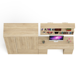 Шкаф-комод трёхдверный Мори МШ1200.1 с письменным столом и открытой книжной полкой