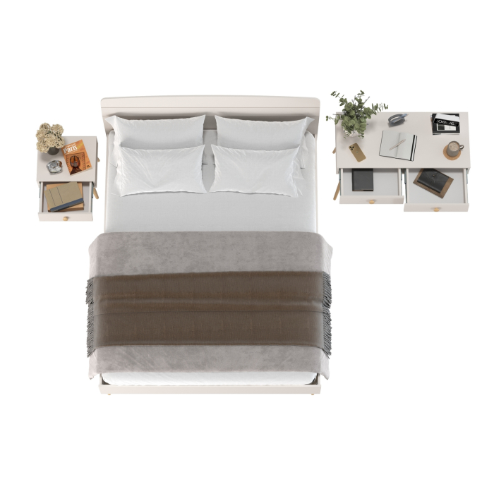 Спальные гарнитуры, Кровать двуспальная Афина 1600 с прикроватной тумбой и столиком