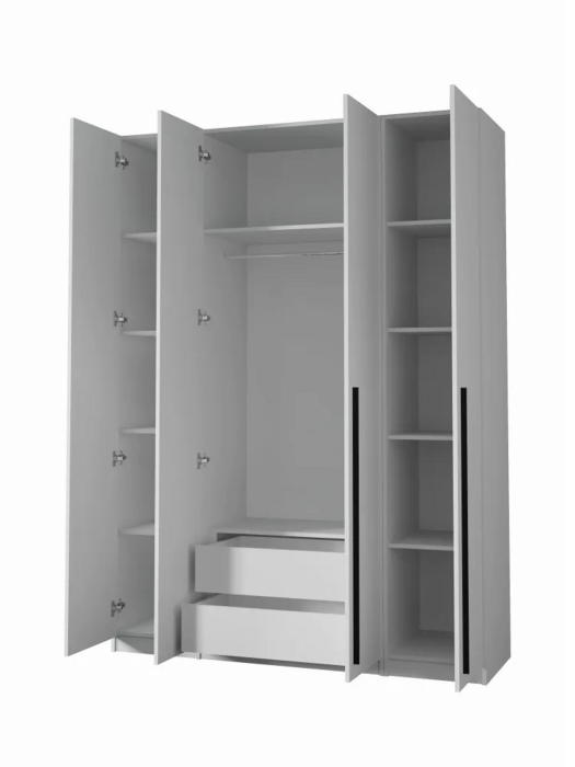 Шкафы, Шкаф для одежды распашной с ящиками 4-х дверный, София, 2200х1600х520 мм