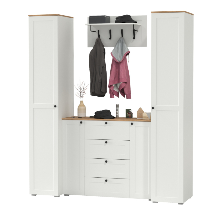 Прихожие, Большой комод две дверки четыре ящика с вешалкой с полкой и два шкаф-пенала Остин