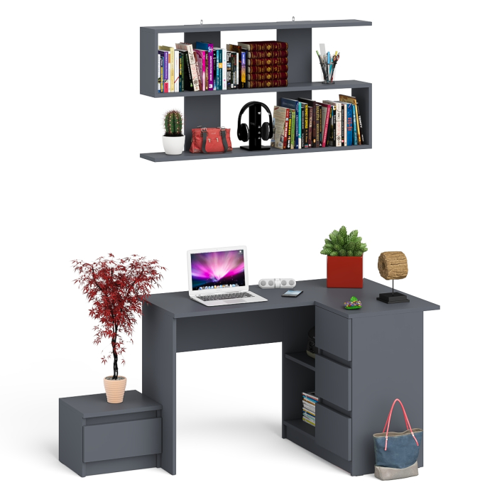 Угловые, Стол угловой компьютерный МС-16 Мори правый с полкой верхней на 1200 и тумбой ТМП400