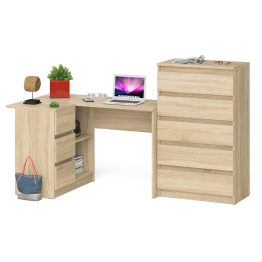 Комод на 700 5-ть ящиков и стол компьютерный МС-16 угловой левый серии Мори