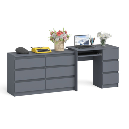 Комод Мори МК-1200 6 ящиков и компьютерный стол МС-6 три ящика справа
