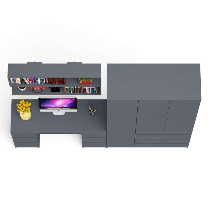 Домашние кабинеты, Шкаф-комод трёхдверный Мори МШ1200.1 с письменным столом и открытой книжной полкой