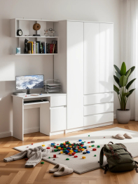 Шкаф-комод Мори МШ1200.1 со столом Мори МС-1 правый и полкой Мори 900