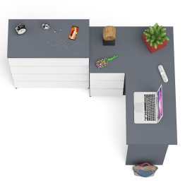 Комод Мори МК800 4-ре ящика с угловым компьютерным столом Мори МС-16 тумба слева