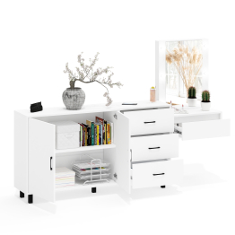 Косметический навесной столик с подсветкой и комод с ящиками и дверками 123-1604