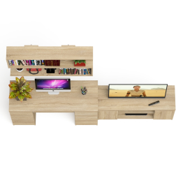 Письменный стол Мори МС-2 с ТВ-тумбой 1200 и навесной полкой 1200