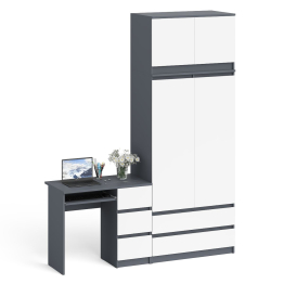 Стол однотумбовый компьютерный МС-6 правый с шкаф-комодом 900 с антресолью Мори