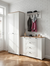 Большой комод две дверки четыре ящика с вешалкой с полкой и два шкаф-пенала Остин