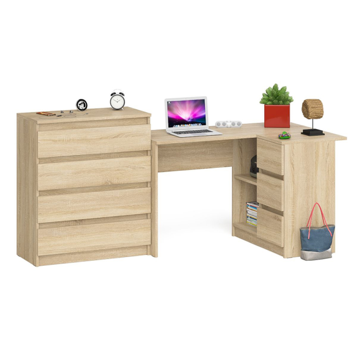 Домашние кабинеты, Комод Мори МК-800 4 ящика и угловой стол компьютерный МС-16 правый
