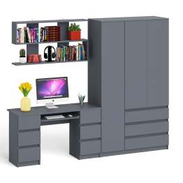 Шкаф-комод трёхдверный Мори МШ1200.1 с письменным столом и открытой книжной полкой