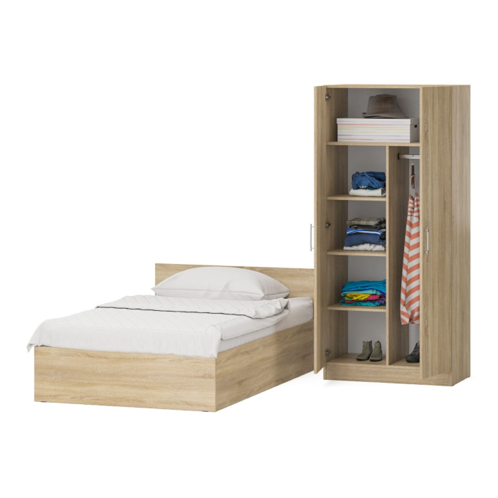 Спальные гарнитуры, Кровать односпальная 1200 со шкафом для одежды 2-х створчатым Стандарт