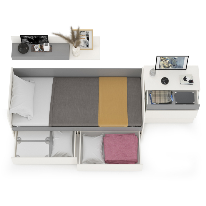 Для девочек, Кровать с ящиками с комодом и полкой Торонто