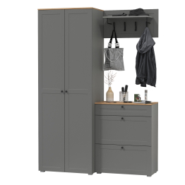 Шкаф 2-х дверный с обувницей и вешалкой для одежды с полкой Остин
