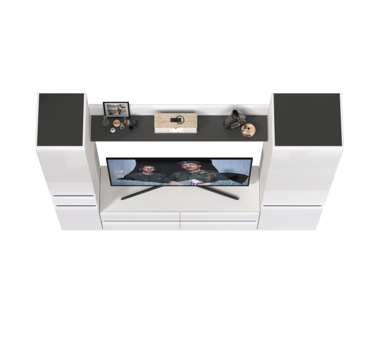 Стенки для гостиной, Тумба для ТВ Сидней в комплекте с полочкой шкафом с ящиком и шкафом с дверкой