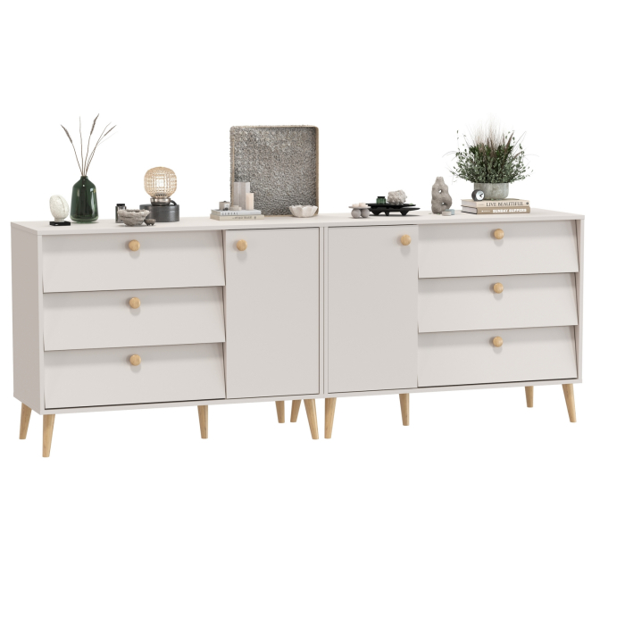 Комоды, Два комода на ножках с дверкой и тремя ящиками Афина