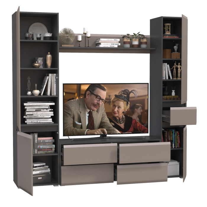 Стенки для гостиной, Тумба для ТВ Сидней в комплекте с полочкой шкафом с ящиком и шкафом с дверкой