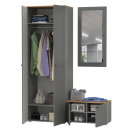 Тумба две дверки и шкаф для одежды с зеркалом Остин