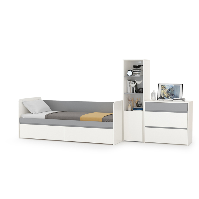 Для девочек, Кровать 800 с комодом и стеллажом Торонто № 24