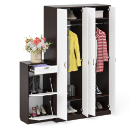 Тумба для обуви две секции и два шкафа в прихожую П-6 № 13 МДФ фрезеровка ромб