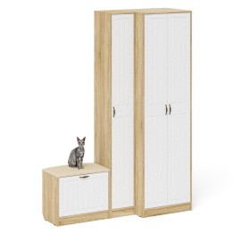 Шкаф с пеналом и обувницей с сиденьем П-6 № 25 МДФ фрезеровка прованс