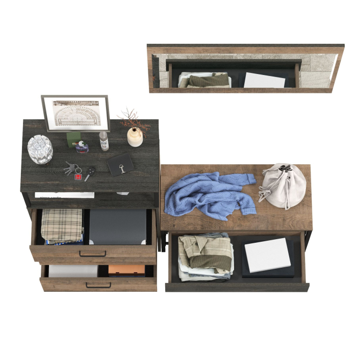 Прихожие, Комод с ящиками и обувница с сиденьем с зеркалом Трувор