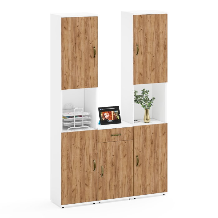 Стеллажи, Два пенала с тумбой с выдвижным ящиком Лидер-8