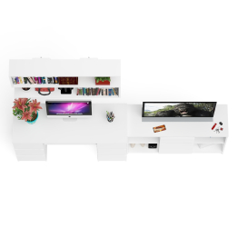 Стол письменный двухтумбовый Мори МС-2 с навесной открытой полкой и тумбой под ТВ