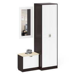 Шкаф две двери с обувницей и зеркалом П-6 № 11 МДФ фрезеровка прованс