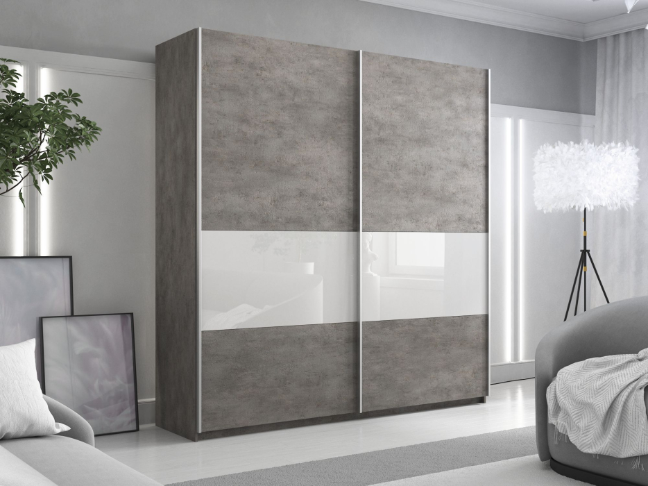 Шкафы-купе 2-х дверные, Шкаф-купе Прайм 2х дверный ДСП/Белый Глянец 160х57х230