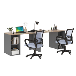 Набор для работы и учёбы из двух столов письменных Лайт 12.163 и двух серых кресел