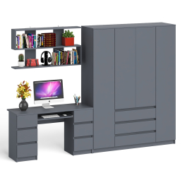 Большой 4-х дверный шкаф-комод Мори МШ1600.1 и стол с верхней навесной полкой